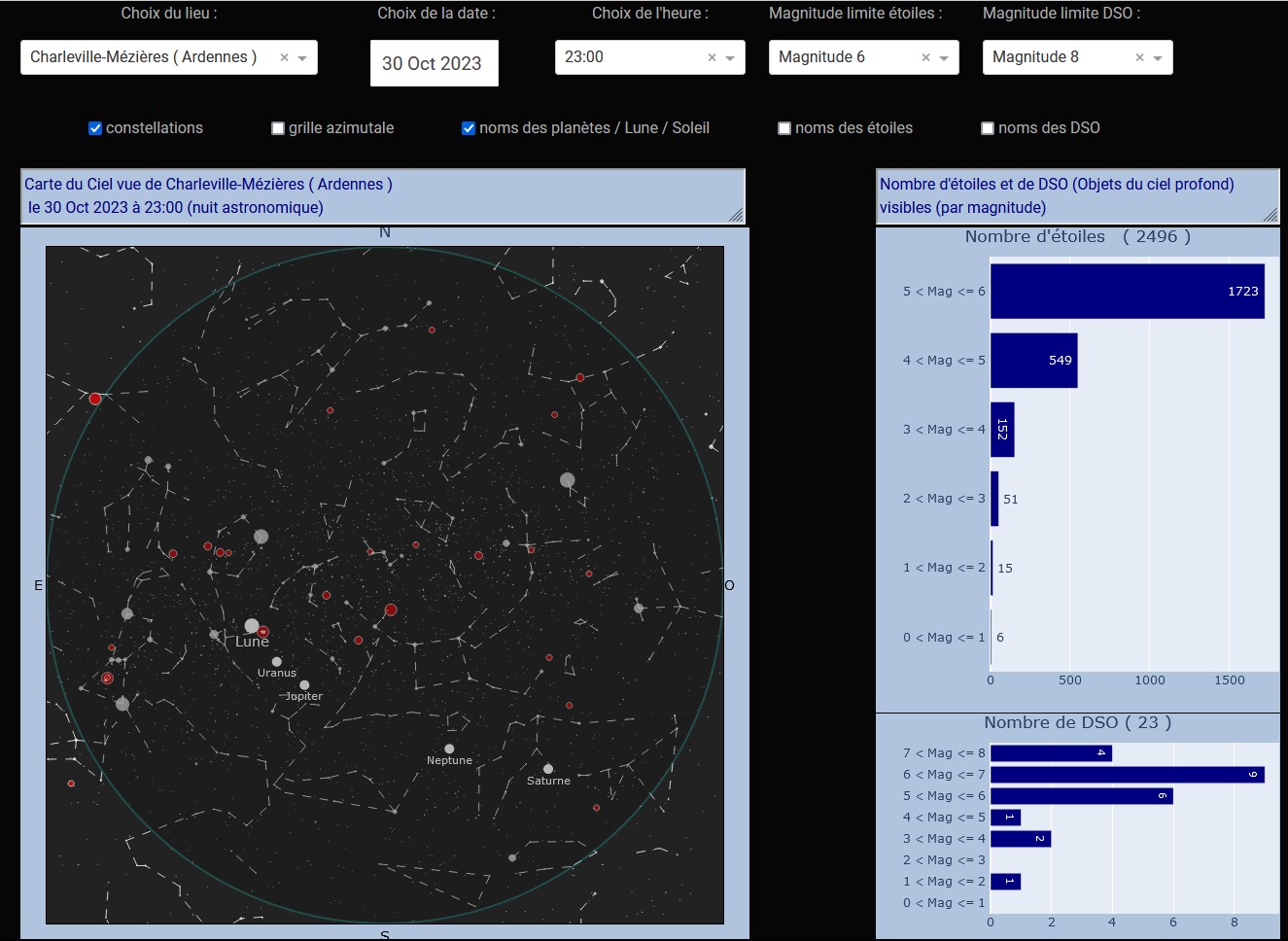 Screenshot of web app